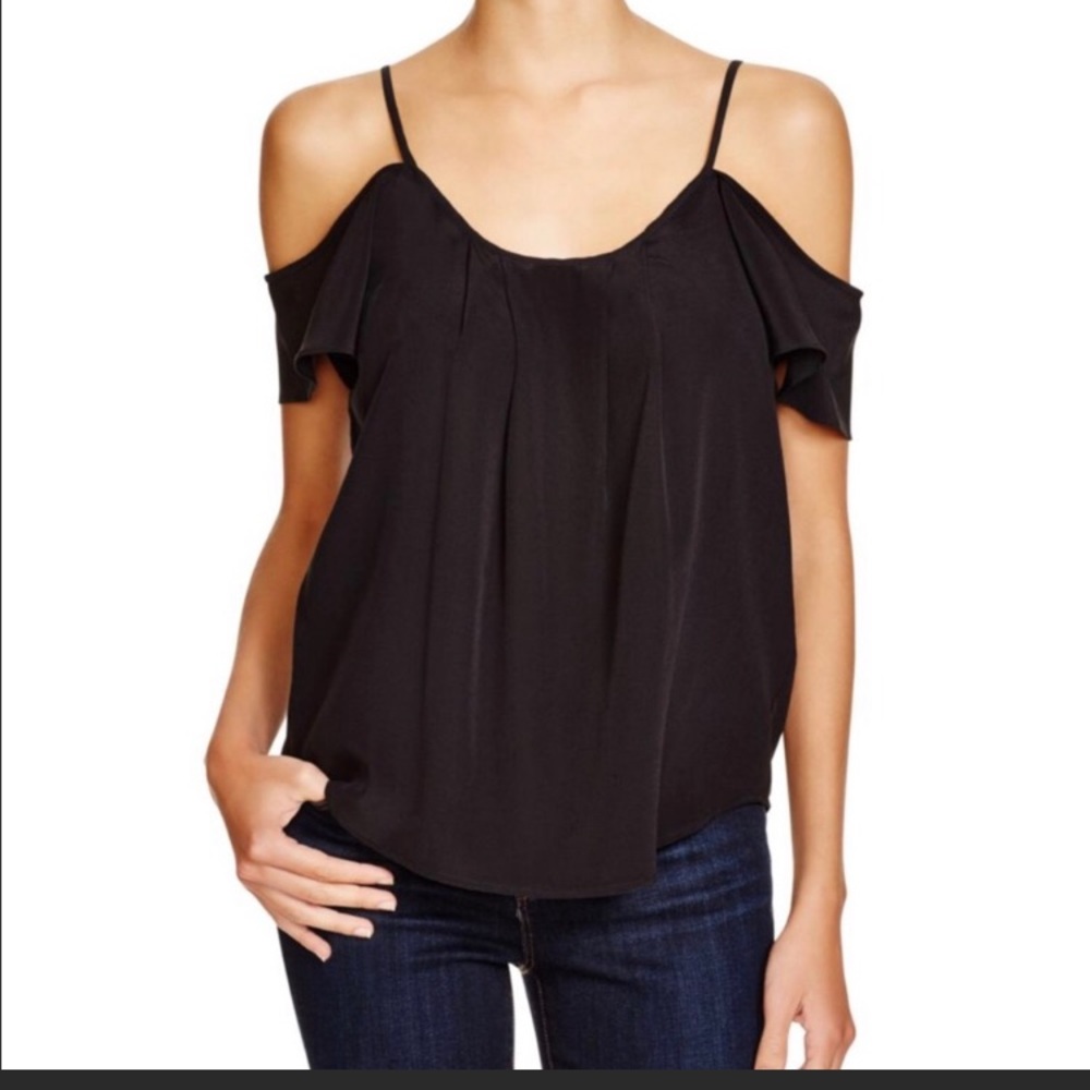Joie black silk off the should top